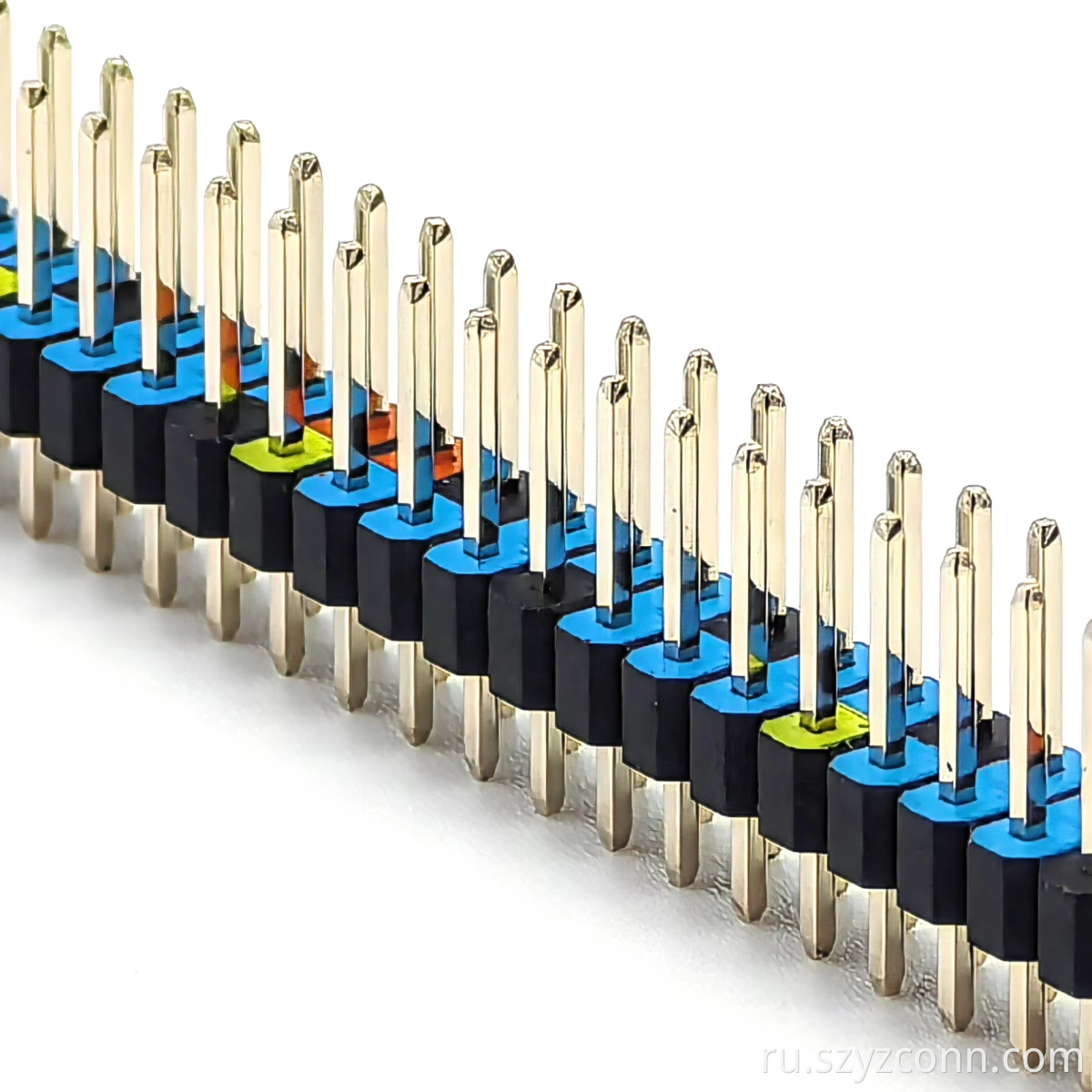 2.54mm Pitch Colored Pin Header Connector Dual Row Straight SQ0.64mm H:2.5mm 2*40P